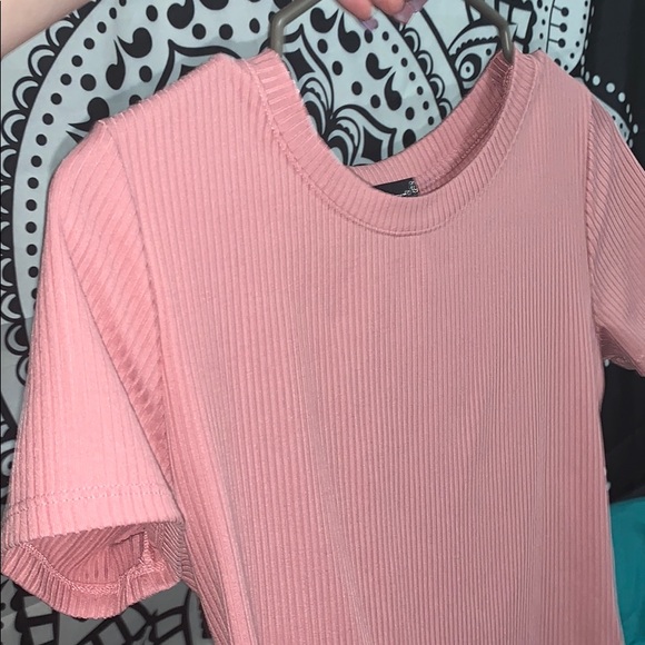 Tops | Pink Ribbed Shirt | Poshmark